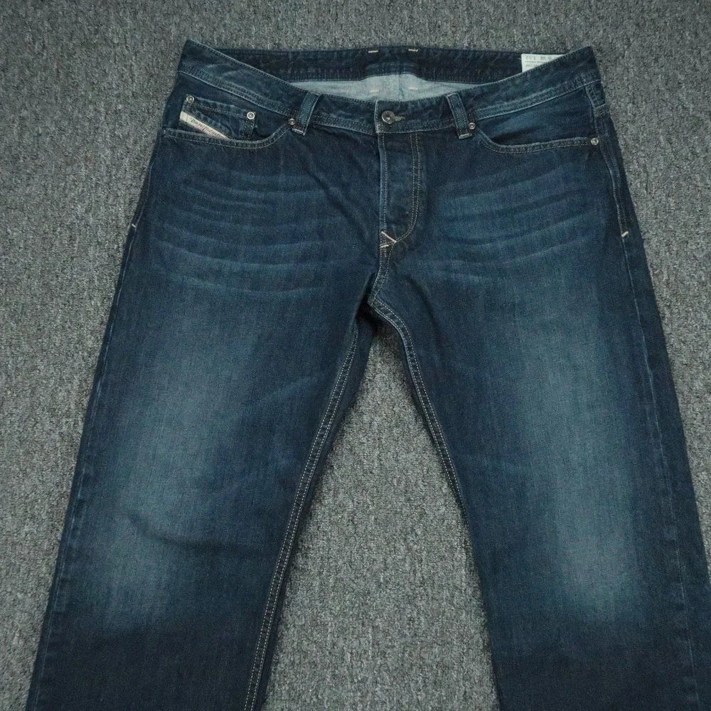 Diesel Jeans Mens 38x32 Blue Viker Straight 5 Pocket Dark Wash Denim